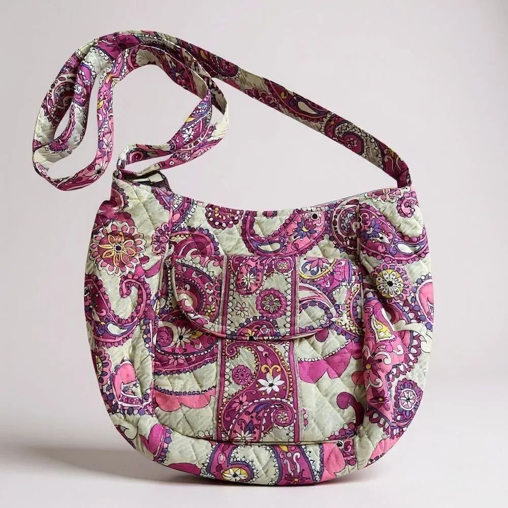 Vera Bradley Pink and Purple Paisley Crossbody Bag - Plaid Meets Paisley